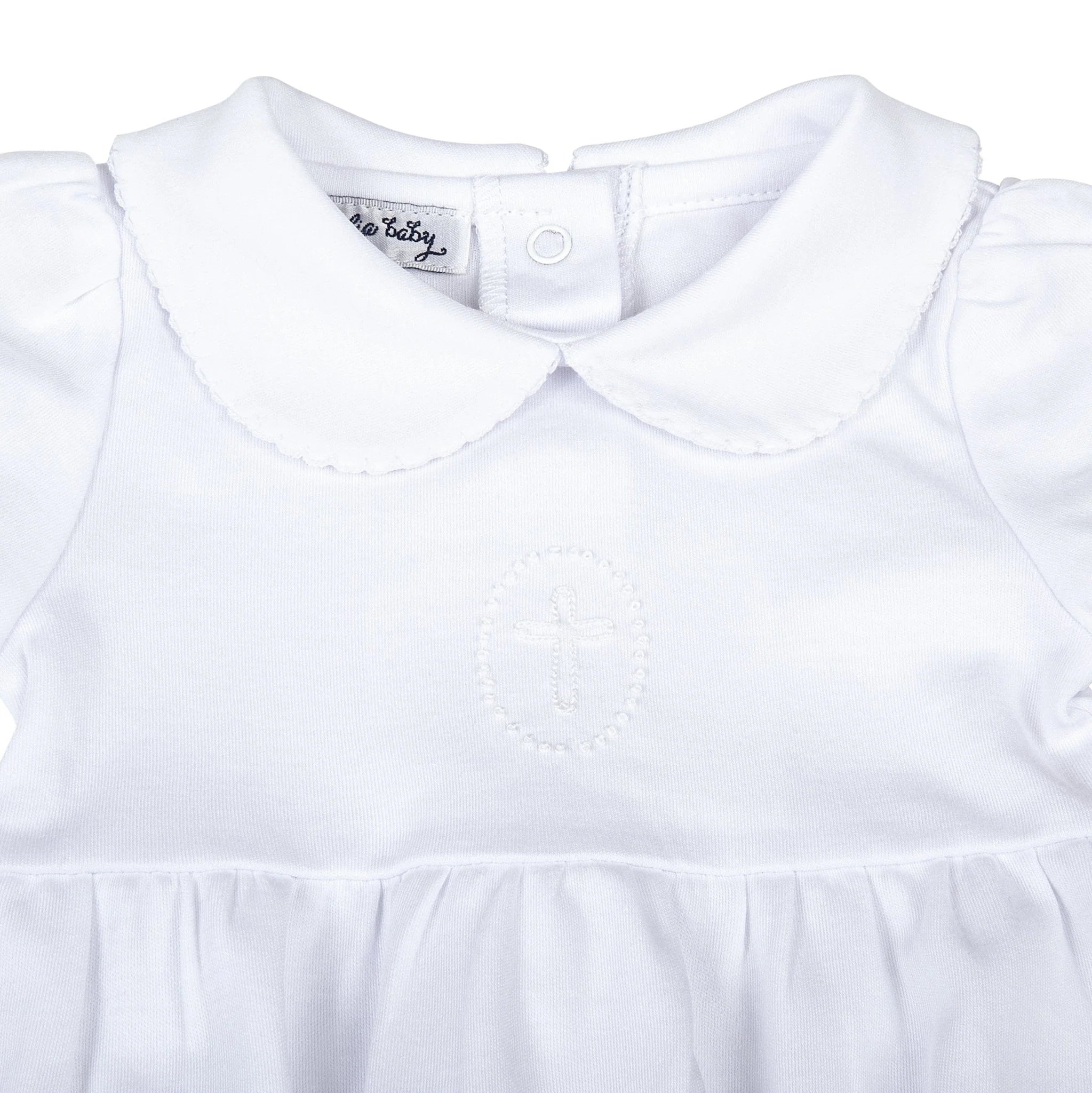 Blessed Embroidered Collared Boy Bubble: White