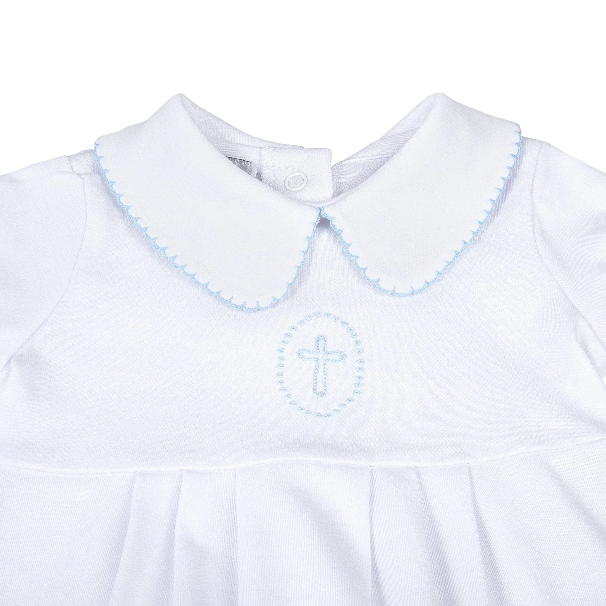 Blessed Embroidered Collared Bubble: Blue