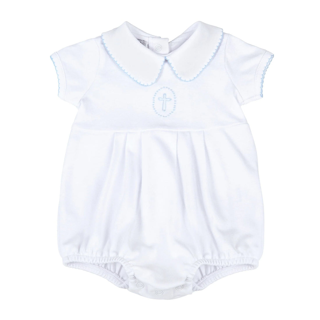 Blessed Embroidered Collared Bubble: Blue