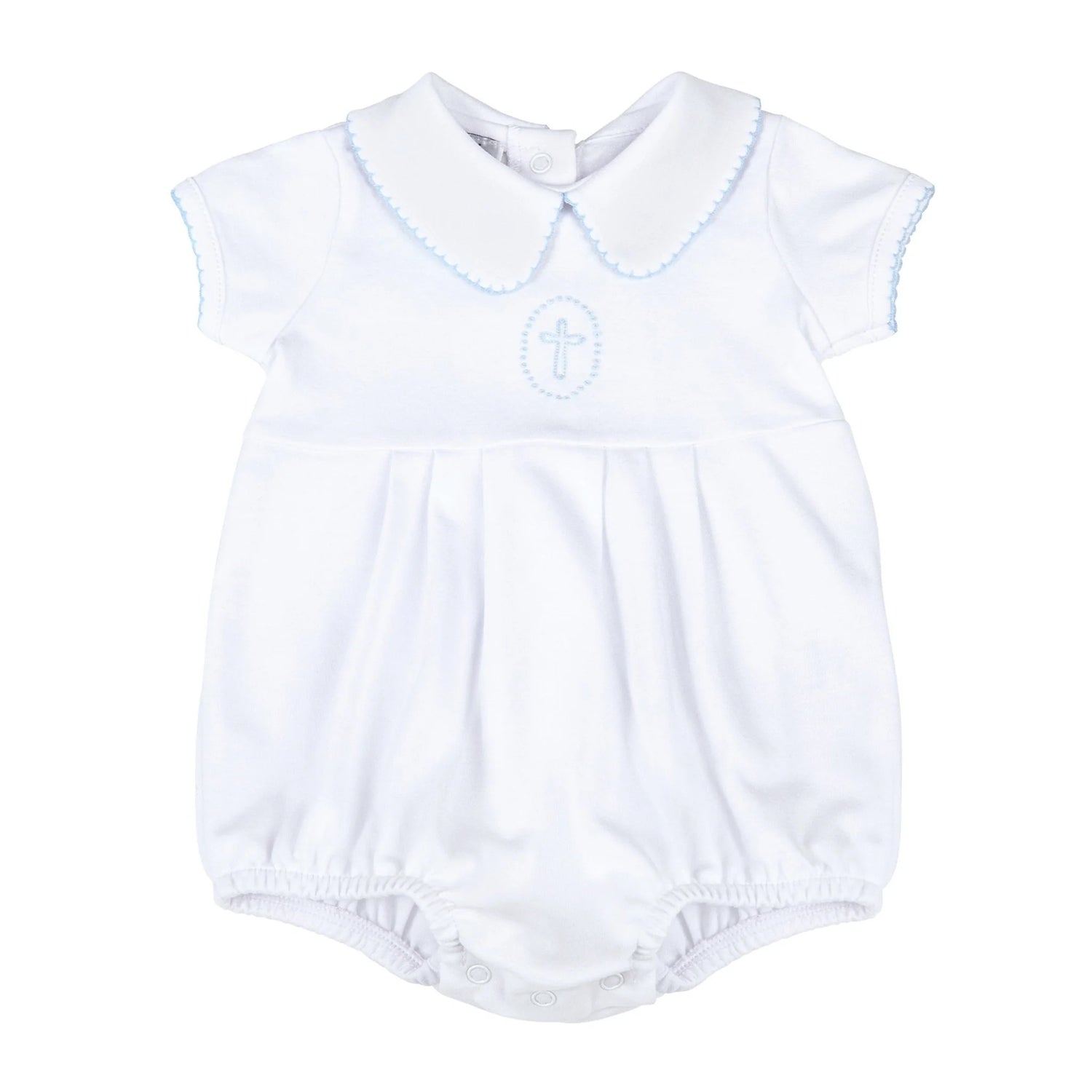 Blessed Embroidered Collared Bubble: Blue