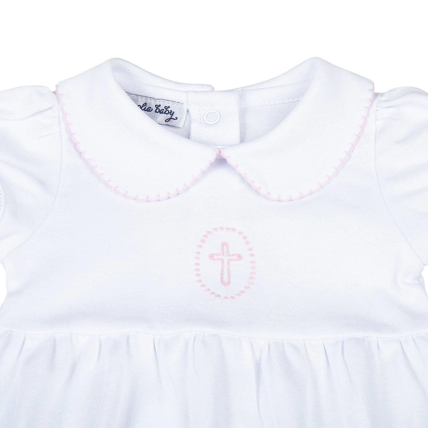 Blessed Embroidered Collared Bubble: Pink