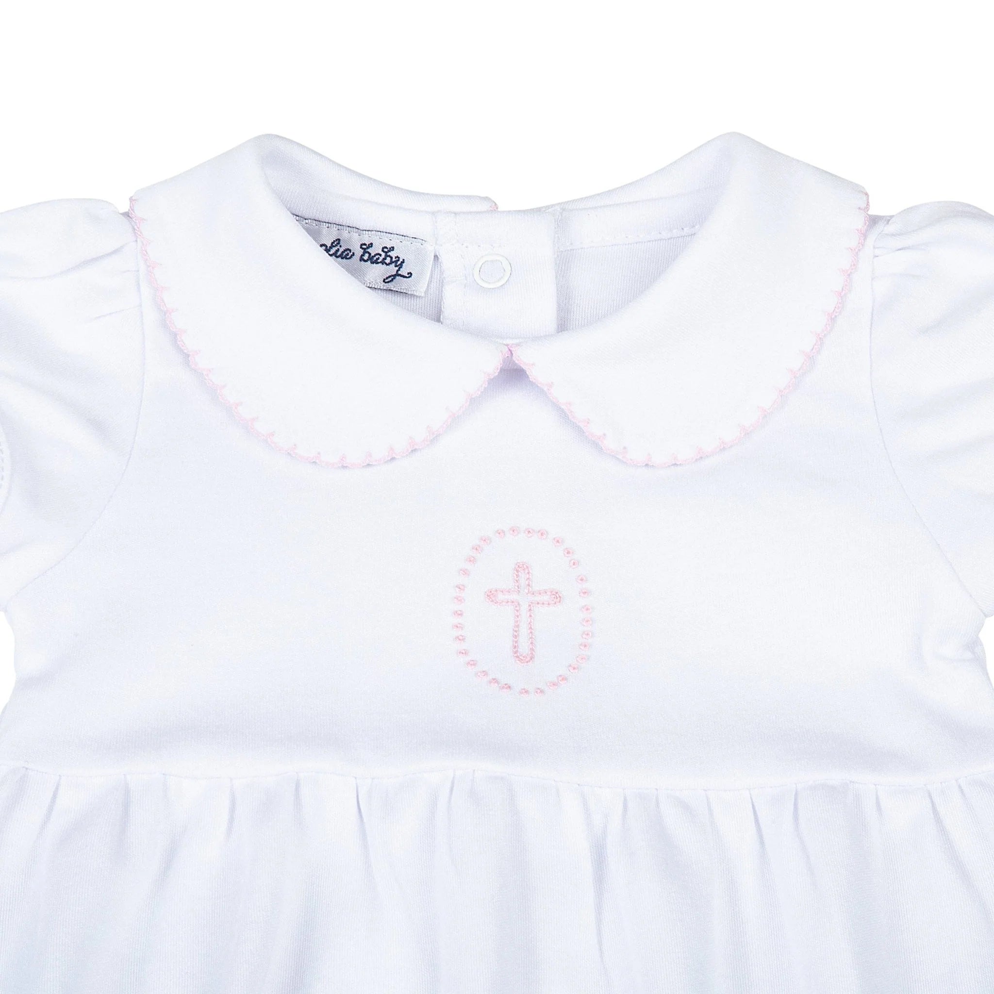 Blessed Embroidered Collared Bubble: Pink