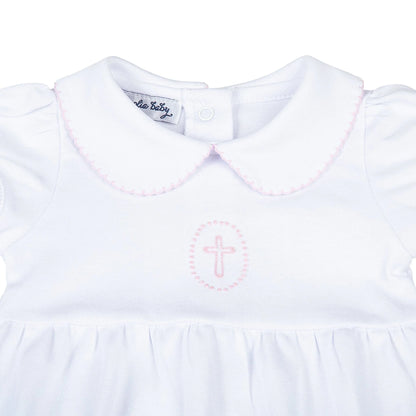 Blessed Embroidered Collared Bubble: Pink