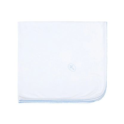 Blessed Embroidered Receiving Blanket: Blue