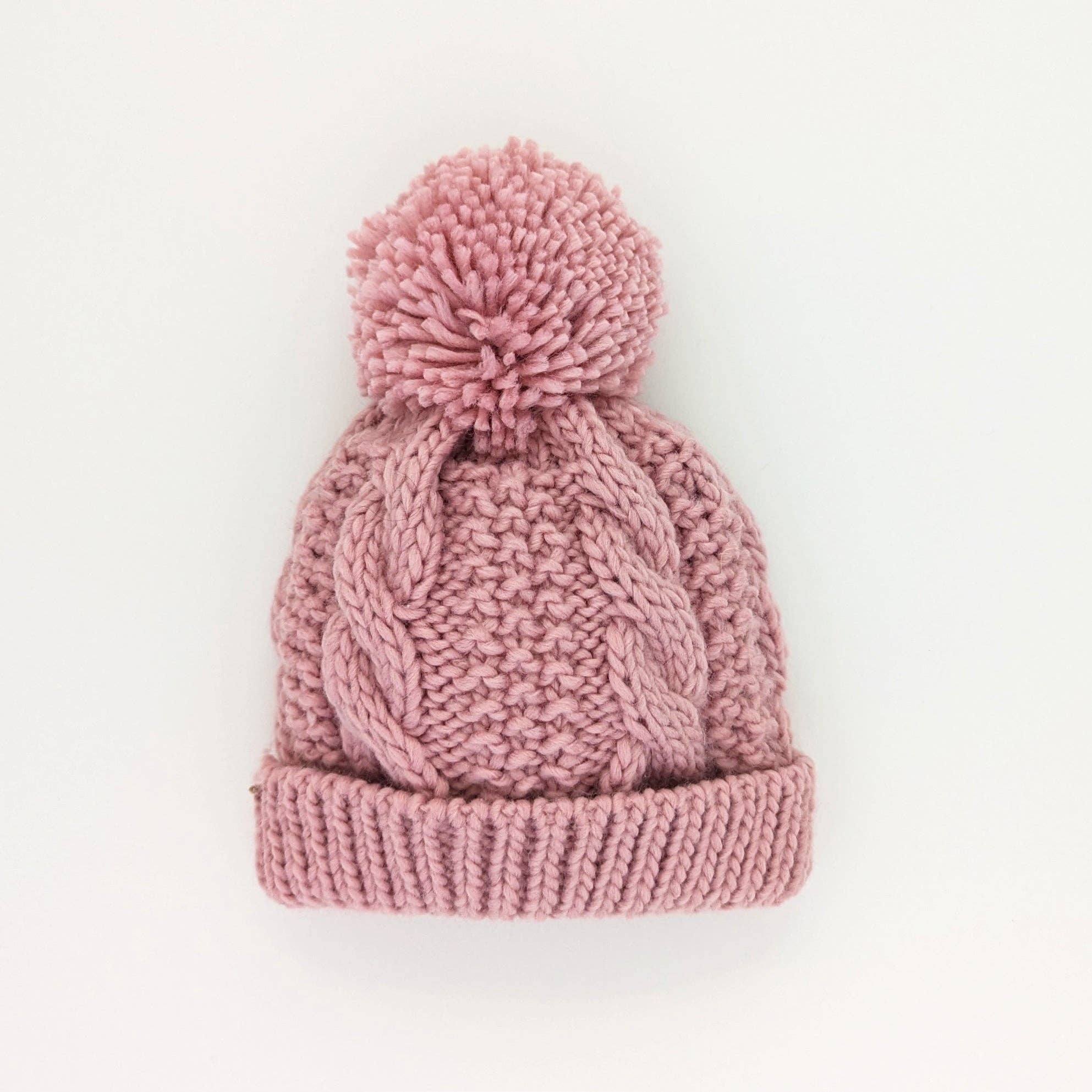 Cable Beanie Hat: Rosy Pink