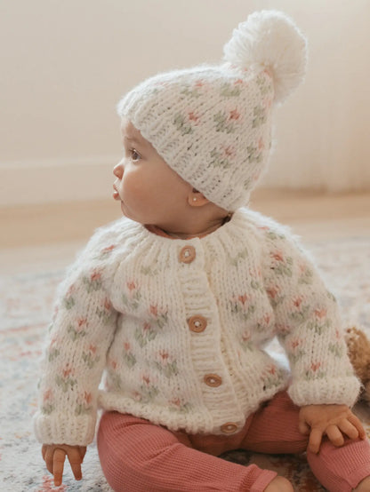 Huggalugs Bitty Blooms Beanie Hat - Blush