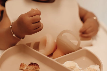 Baby Plate with Suction and Divided Portions - Oatmeal