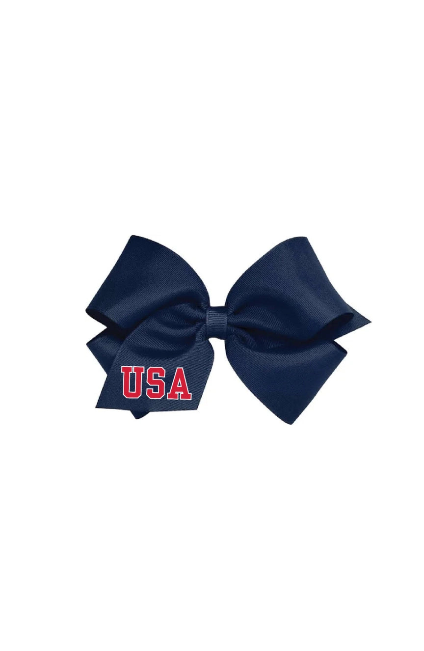 USA Embroidered Hair Bow