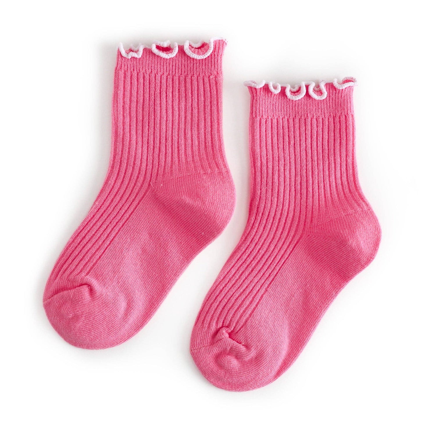 Ribbed Lettuce Trim Midi Socks: Taffy