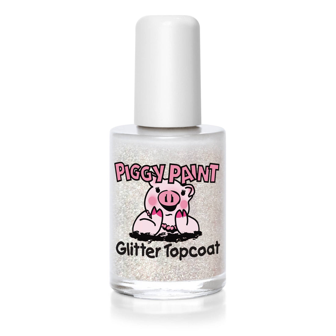 Piggy Paint Nail Polish: Glitter Topcoat (Clear with Silver Giltter)