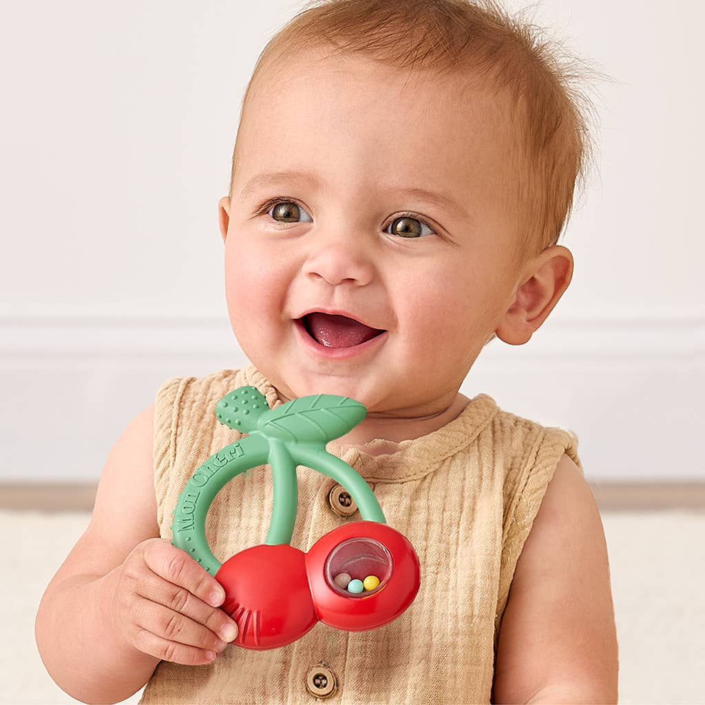Bitzy Shake™ Silicone Teether with Rattle: Goose