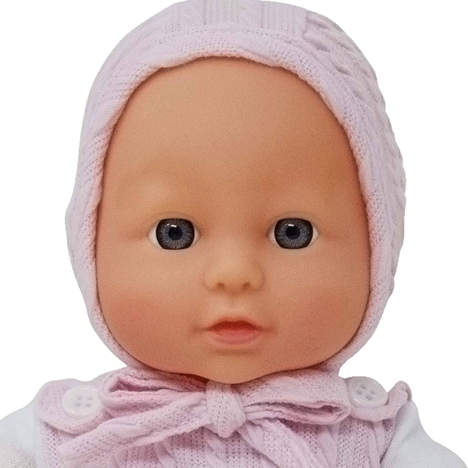 12 inch Realistic Baby Doll with Soft Body: Pink Romper &amp; Bonnet