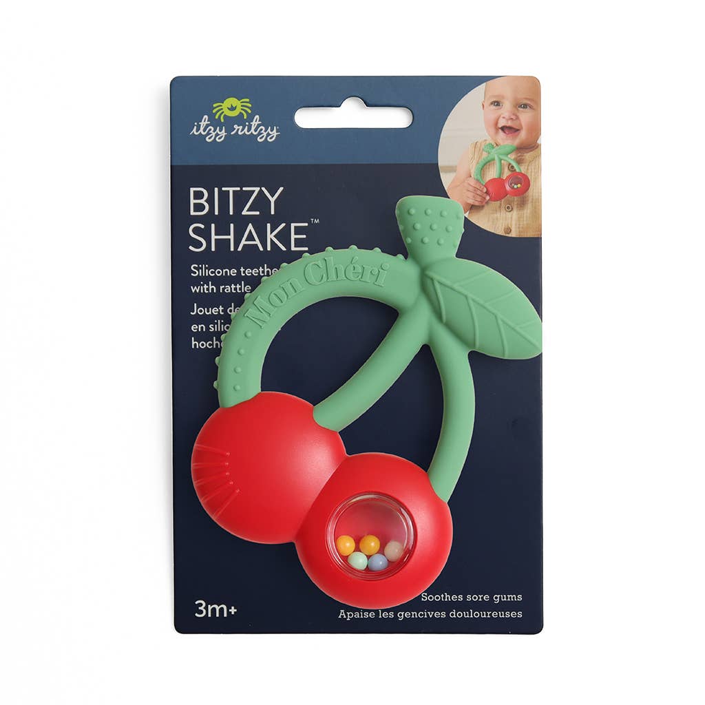 Bitzy Shake™ Silicone Teether with Rattle: Goose