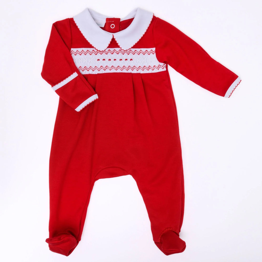 Chris Classics Smocked Boy Footie: Red