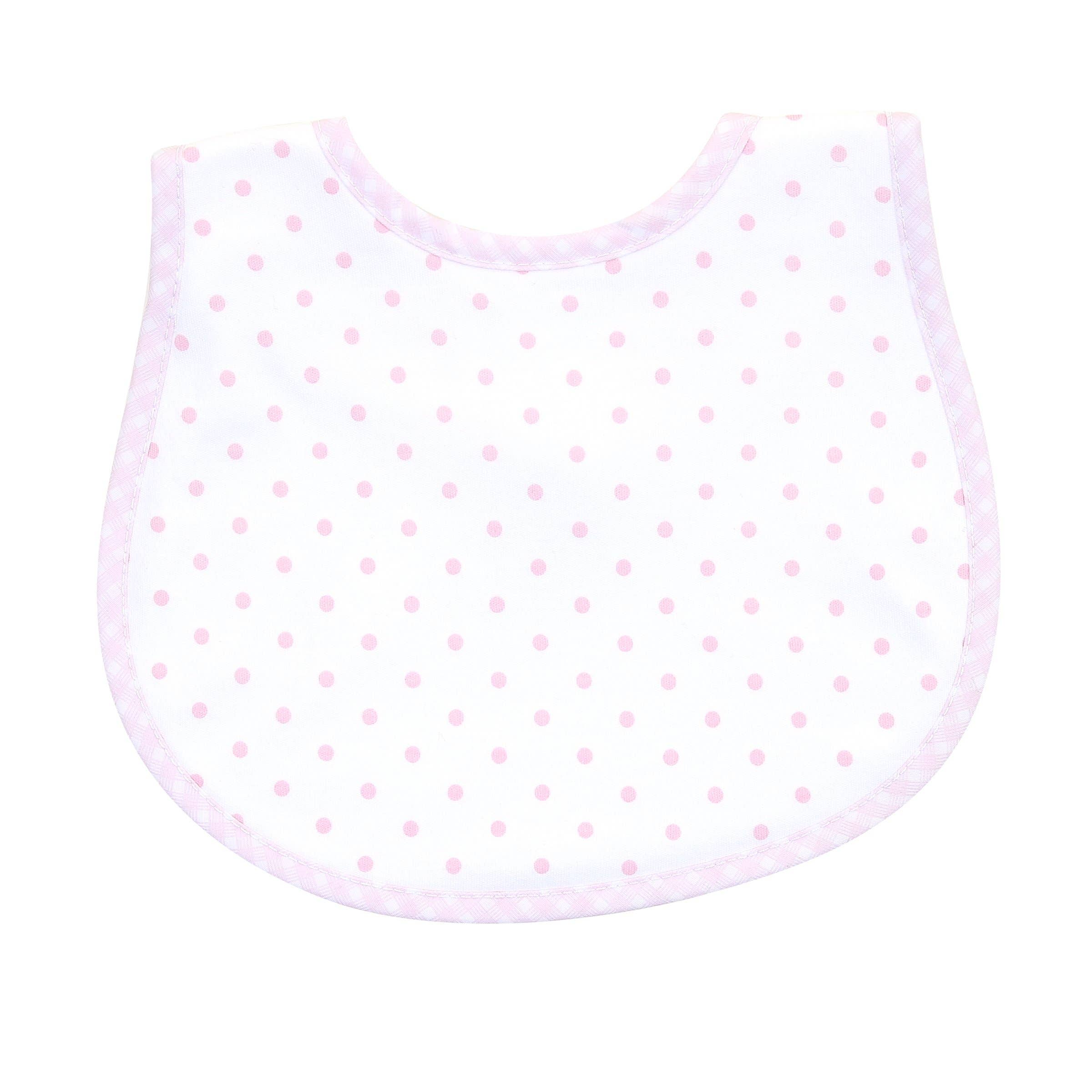 Gingham Dots Bib: Pink