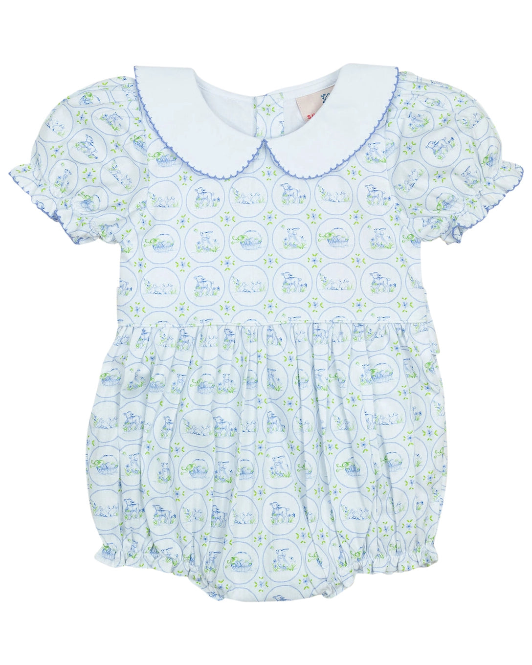 Easter Toile Smocked Baby Girl Bubble