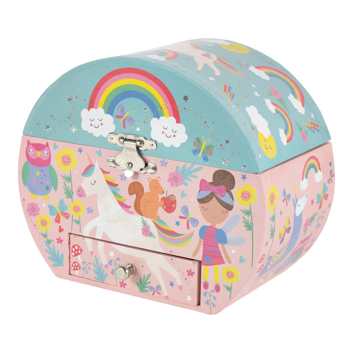 Musical Jewellery Box Oval Shape: Rainbow Fairy