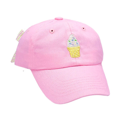 Ice Cream Embroidered Bow Baseball Hat