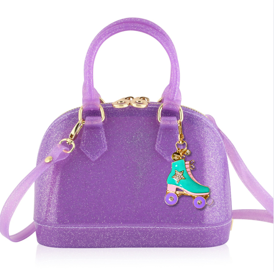 Cate Hangbag: Purple Sparkle with Roll On Charming Addition
