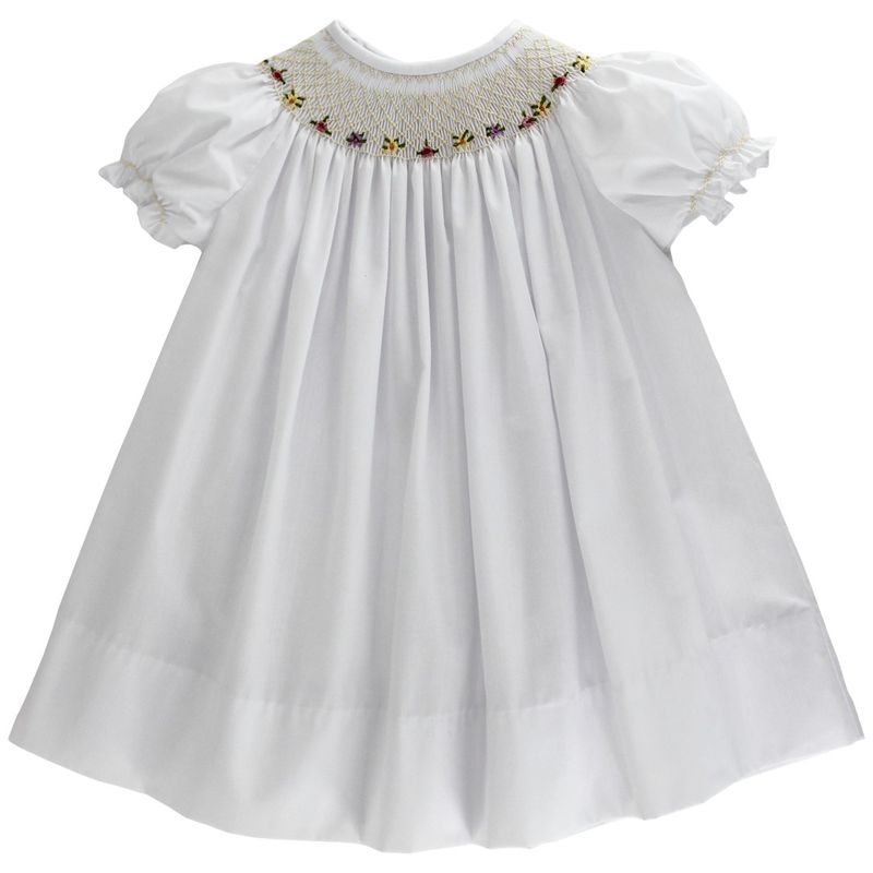 White Geometrics Bishop Dress