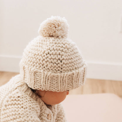 Huggalugs Garter Stitch Beanie: Natural