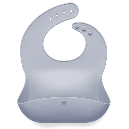 Silicone Roll Up &amp; Stay Closed Baby Bib - Pebble (Grey)