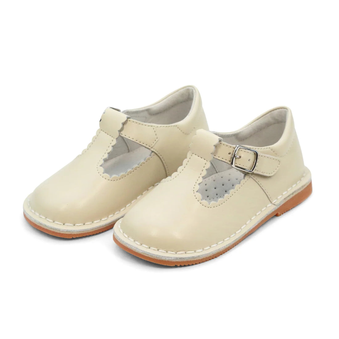 Selina Scalloped Mary Janes: Oatmeal