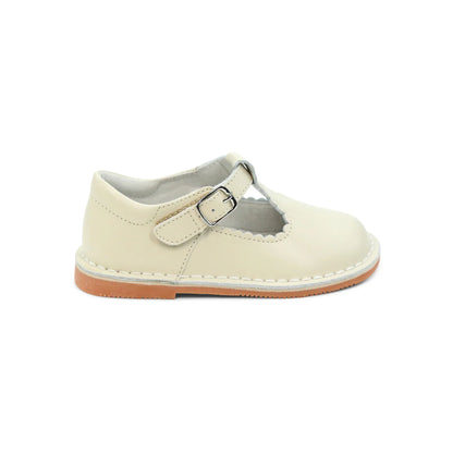 Selina Scalloped Mary Janes: Oatmeal