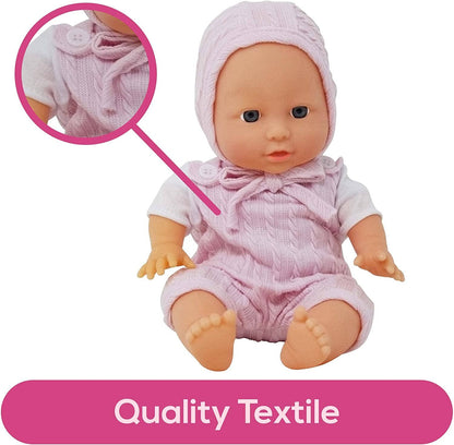 12 inch Realistic Baby Doll with Soft Body: Pink Romper &amp; Bonnet