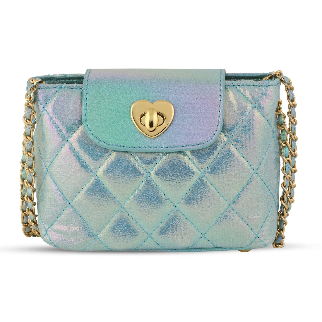 Paige Handbag: Aqua Metallic