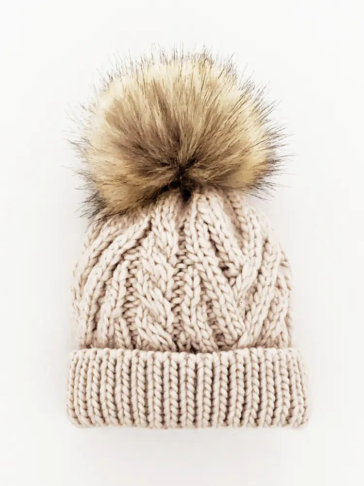 Huggalugs Cable Knit Hat: Birch