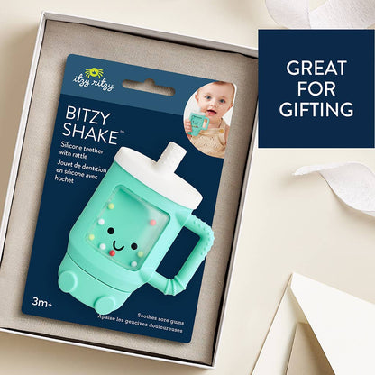 Bitzy Shake™ Silicone Teether with Rattle: Goose