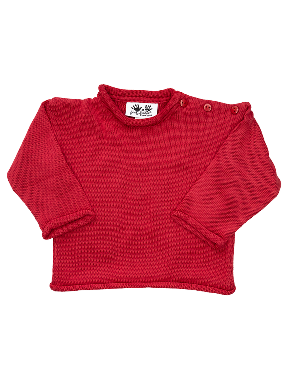 Solid Roll Neck Sweater: Red