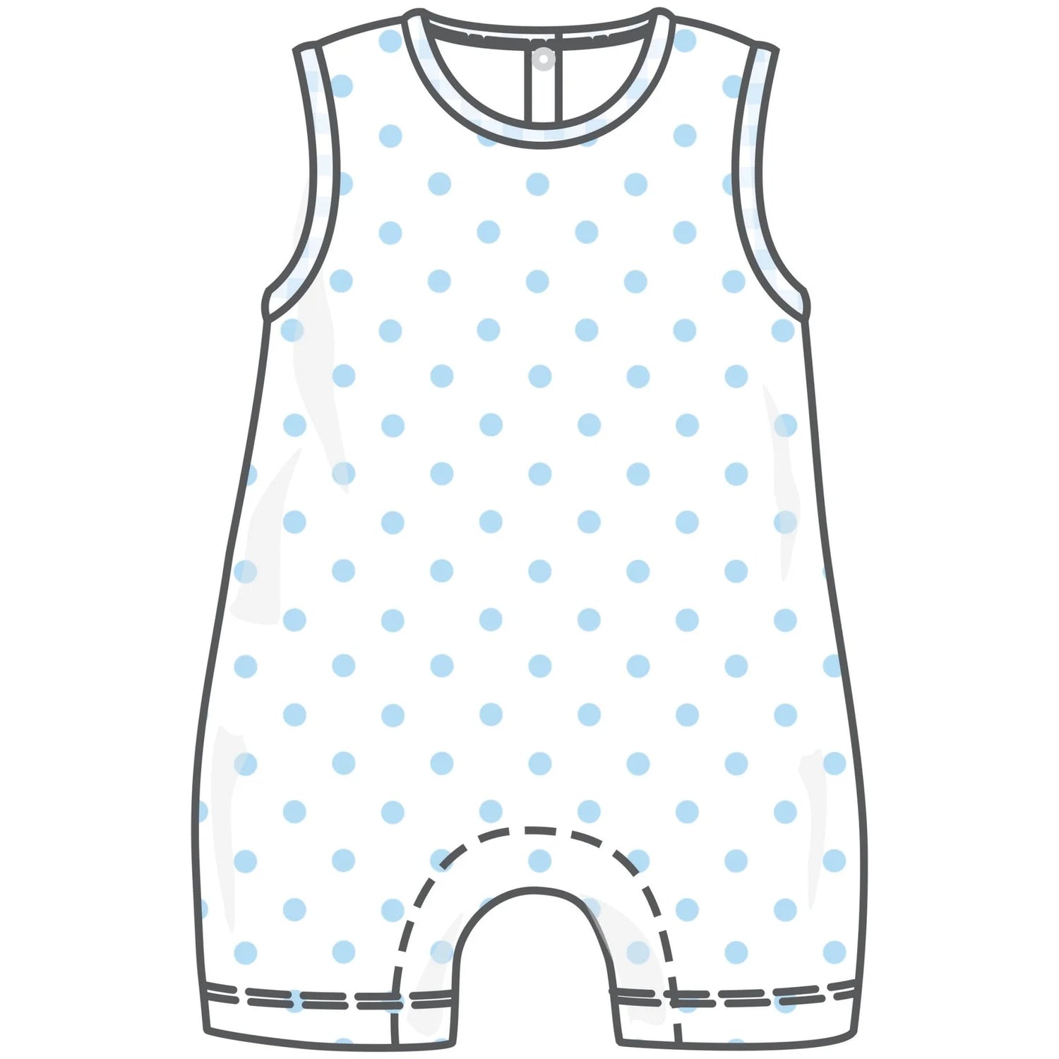 Light Blue Gingham Dots Sleeveless Short Playsuit