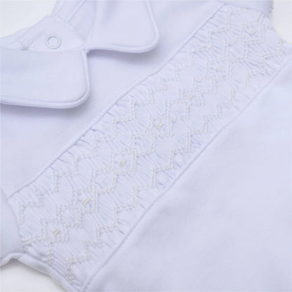 Hazel and Hudson Smocked Diaper Set: White