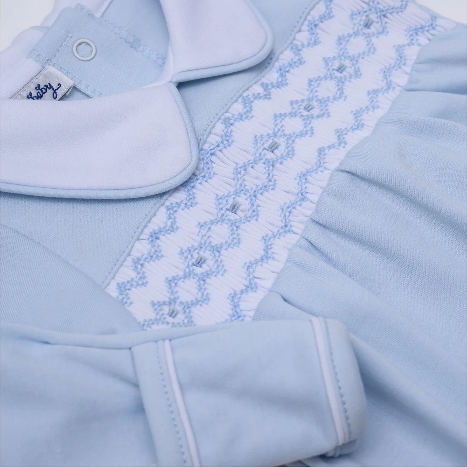 Hazel and Hudson Smocked Footie: Light Blue