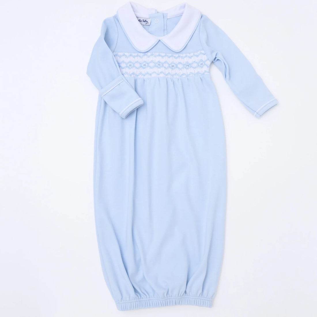 Hazel and Hudson Smocked Gathered Gown: Light Blue