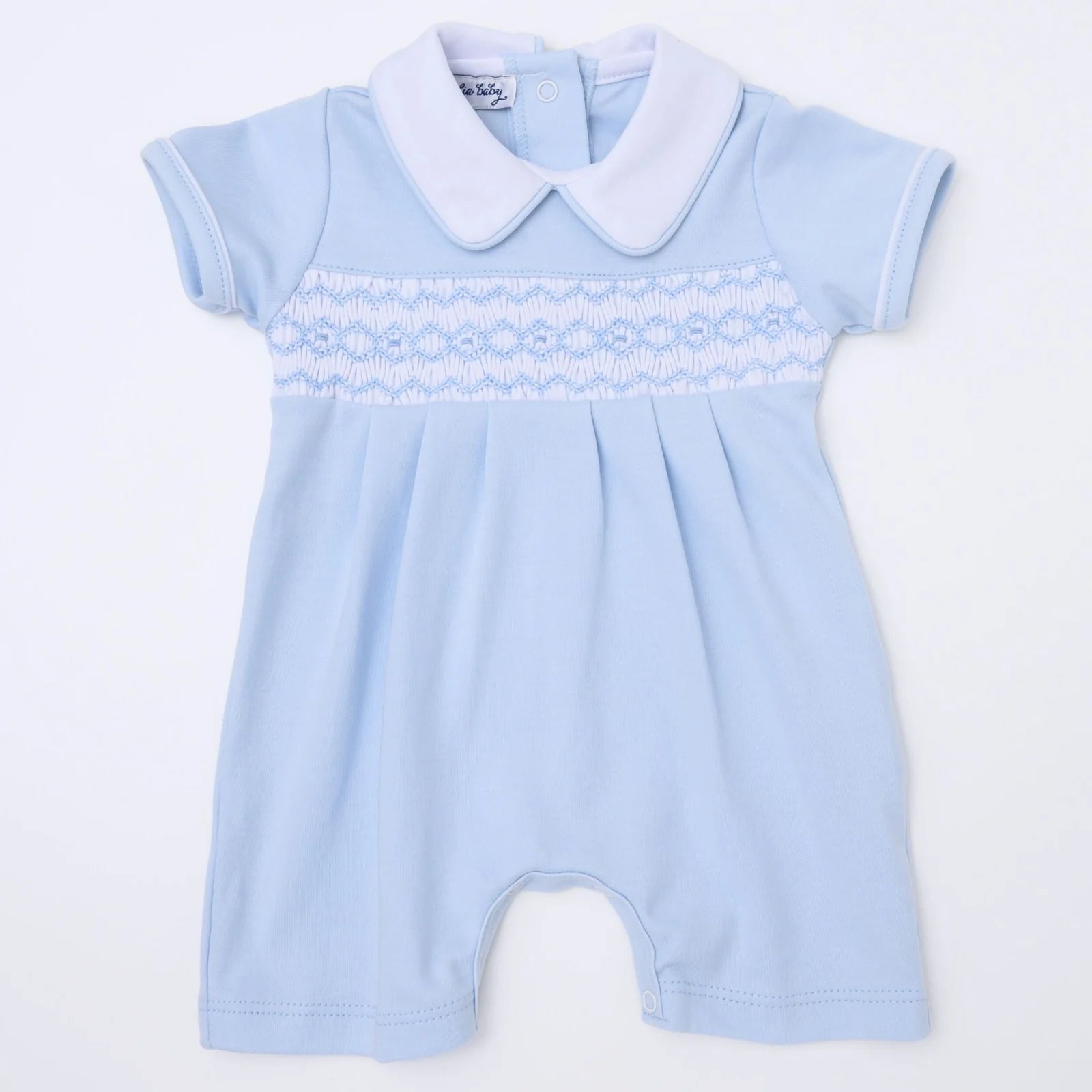 Hazel and Hudson Smocked Short Playsuit: Light Blue