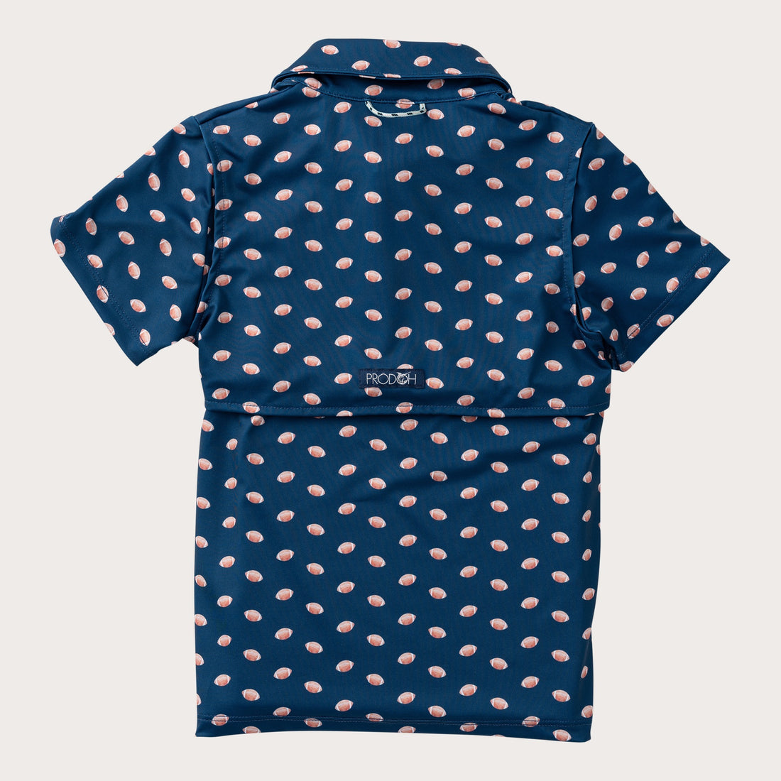 Boys SS Performance Polo: Dark Denim with Footballs