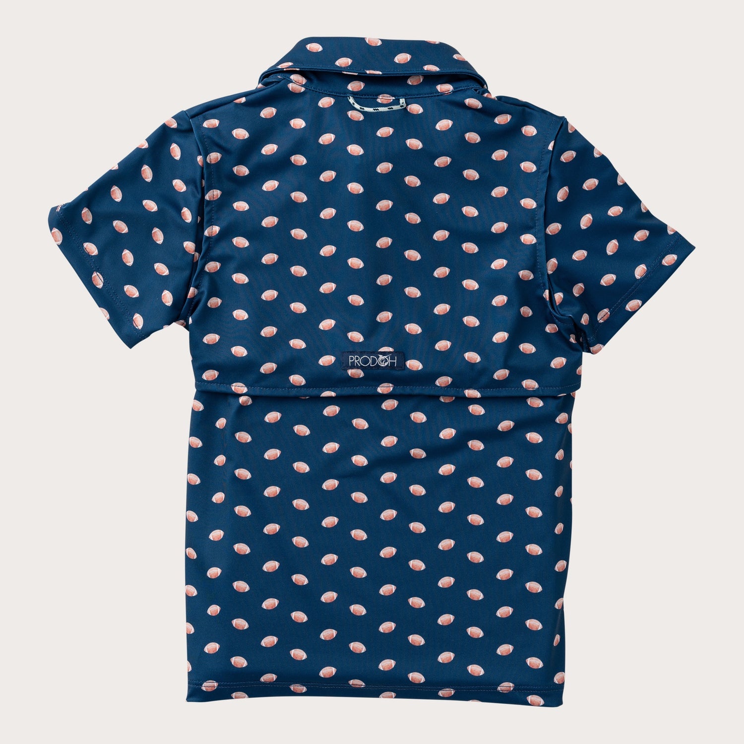 Boys SS Performance Polo: Dark Denim with Footballs