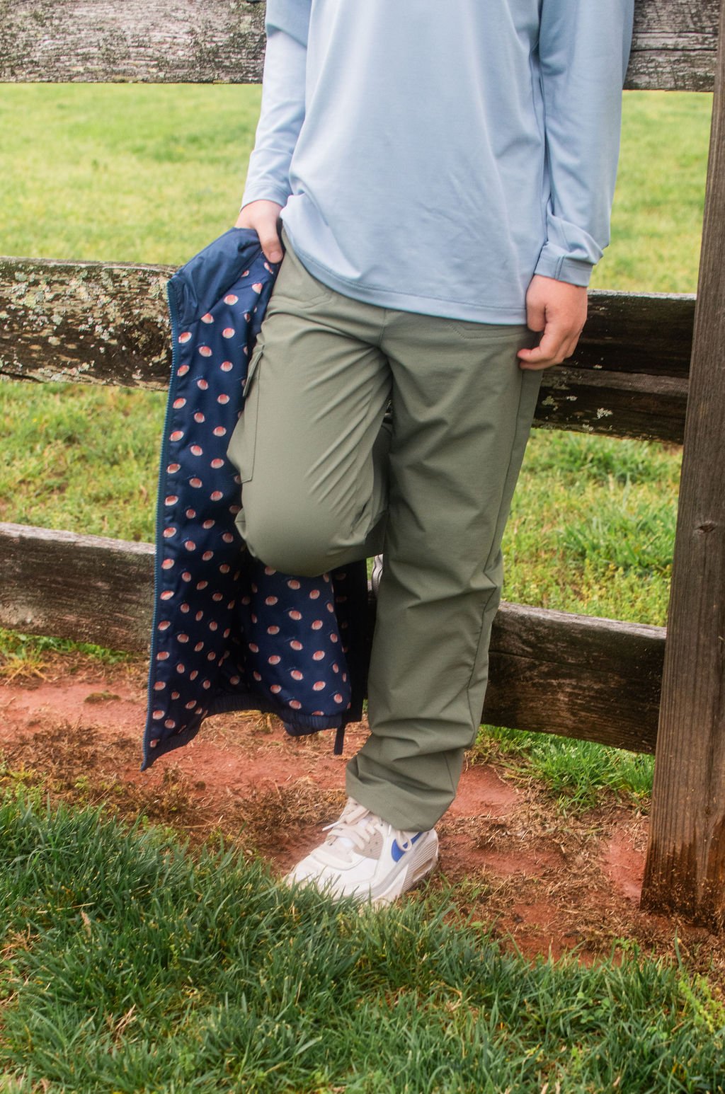 Puffer Vest: Dark Denim with Footballs