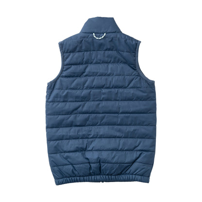 Puffer Vest: Dark Denim with Footballs