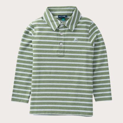 Boys LS Too Cool For School Polo: Hedge Cashmere Blue Stripe