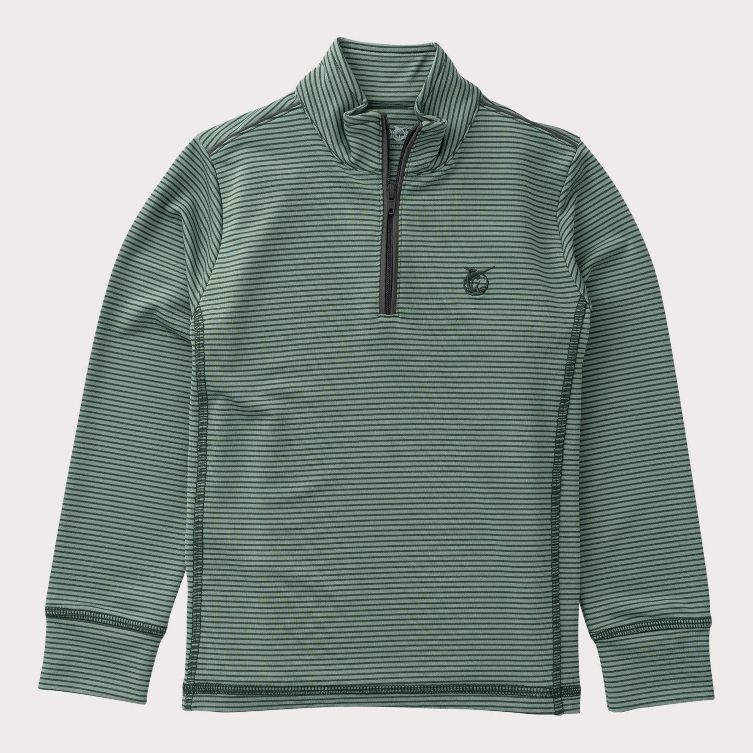 Boys Pro Performance 1/4 Zip Pullover: Camping Hedge Green Stripe