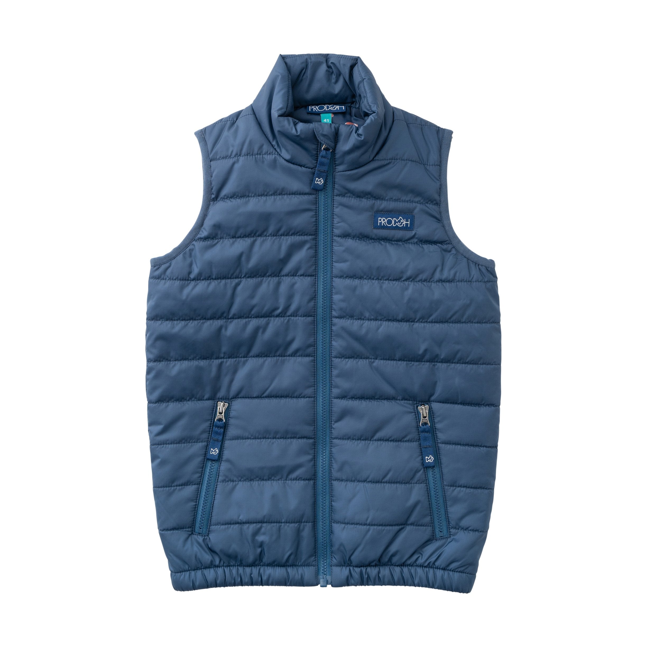 Puffer Vest: Dark Denim with Footballs