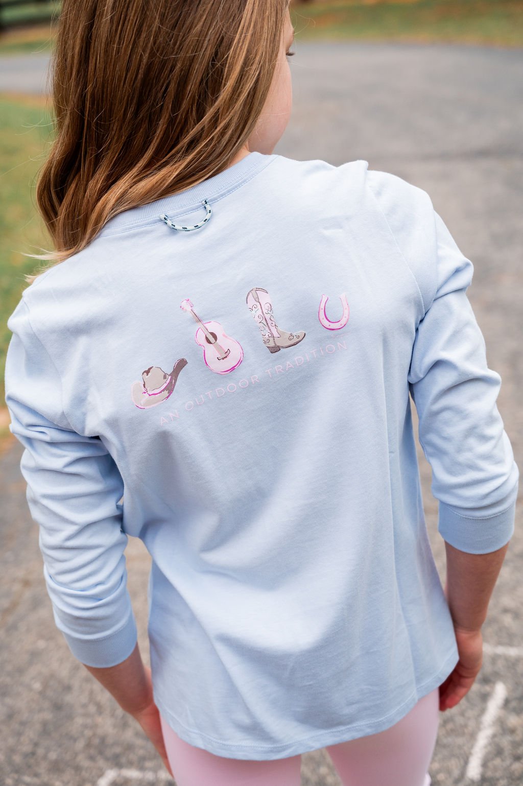 Girls Long Sleeve Cotton T-Shirt: Cashmere Blue