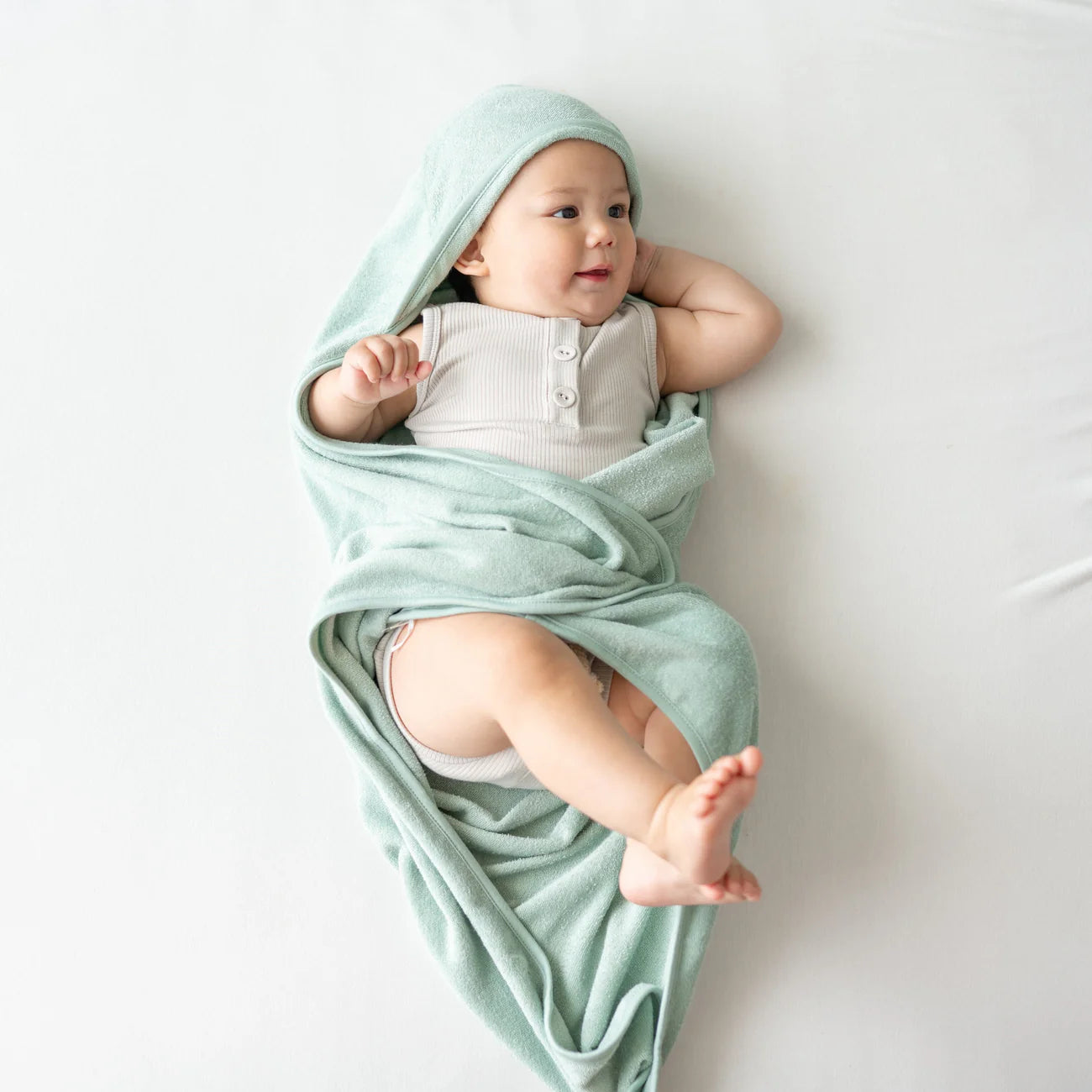 Kyte Baby Infant Hooded Towel: Sage