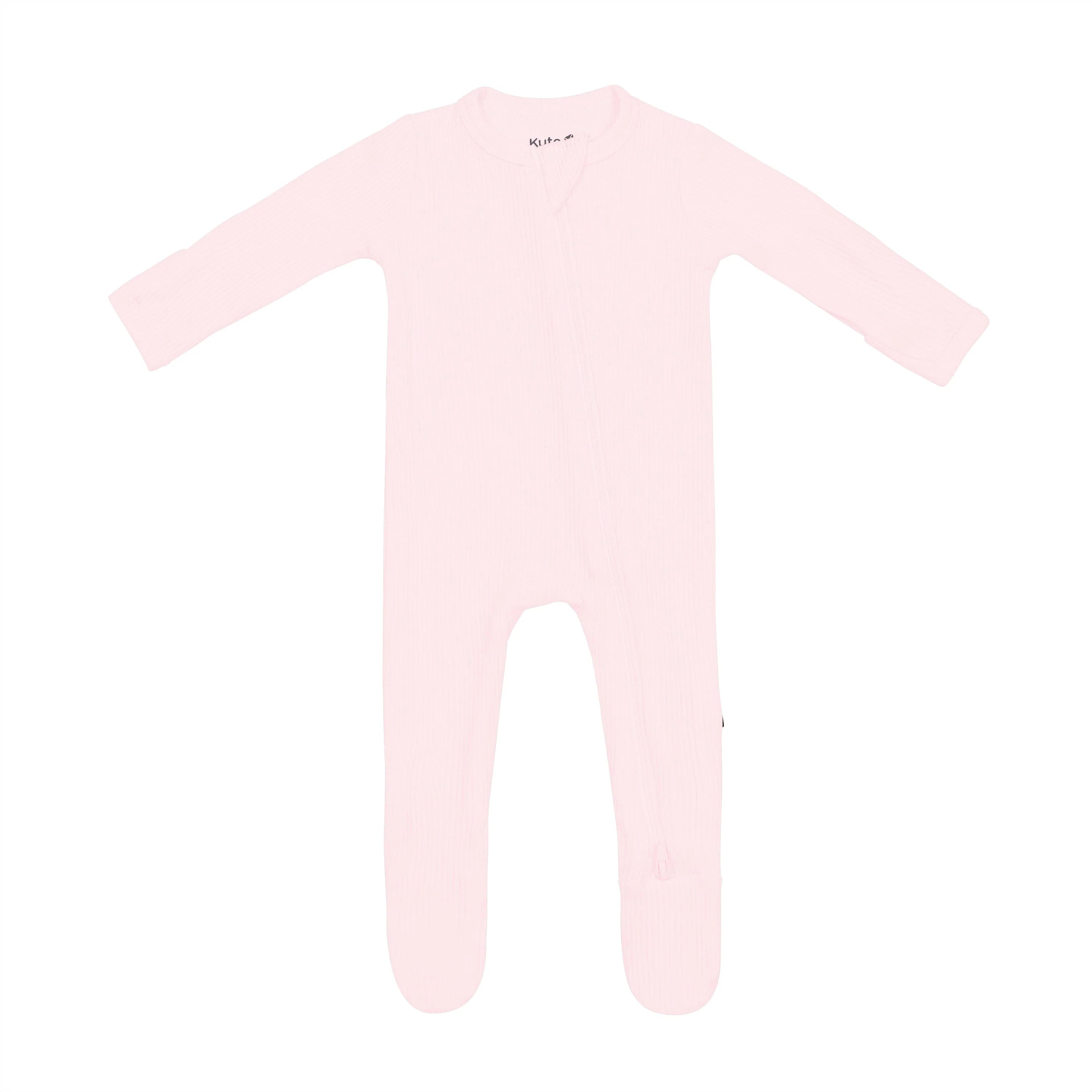 Kyte Baby Ribbed Zipper Footie: Sakura