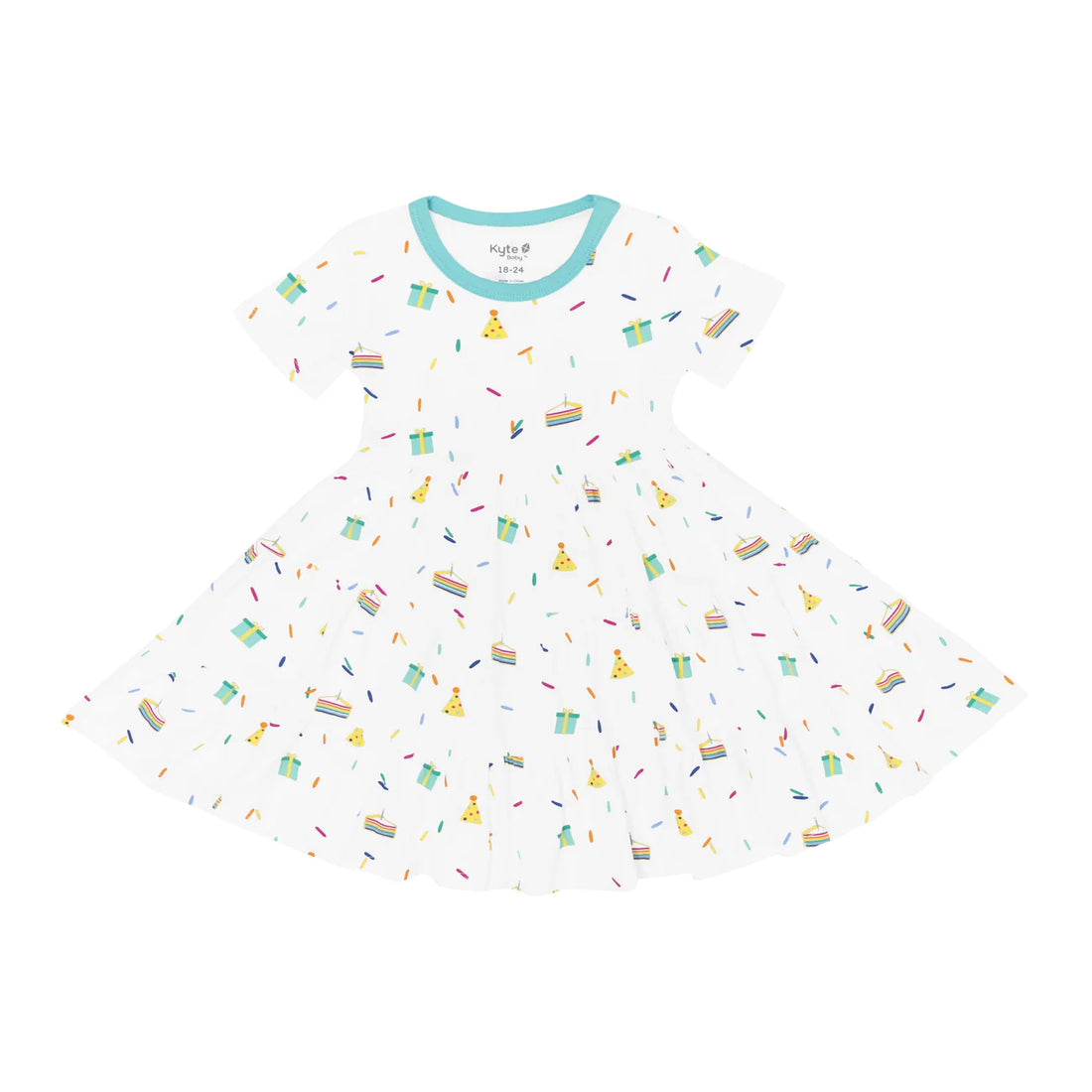 Kyte Baby Short Sleeve Tiered Dress - Cloud Party