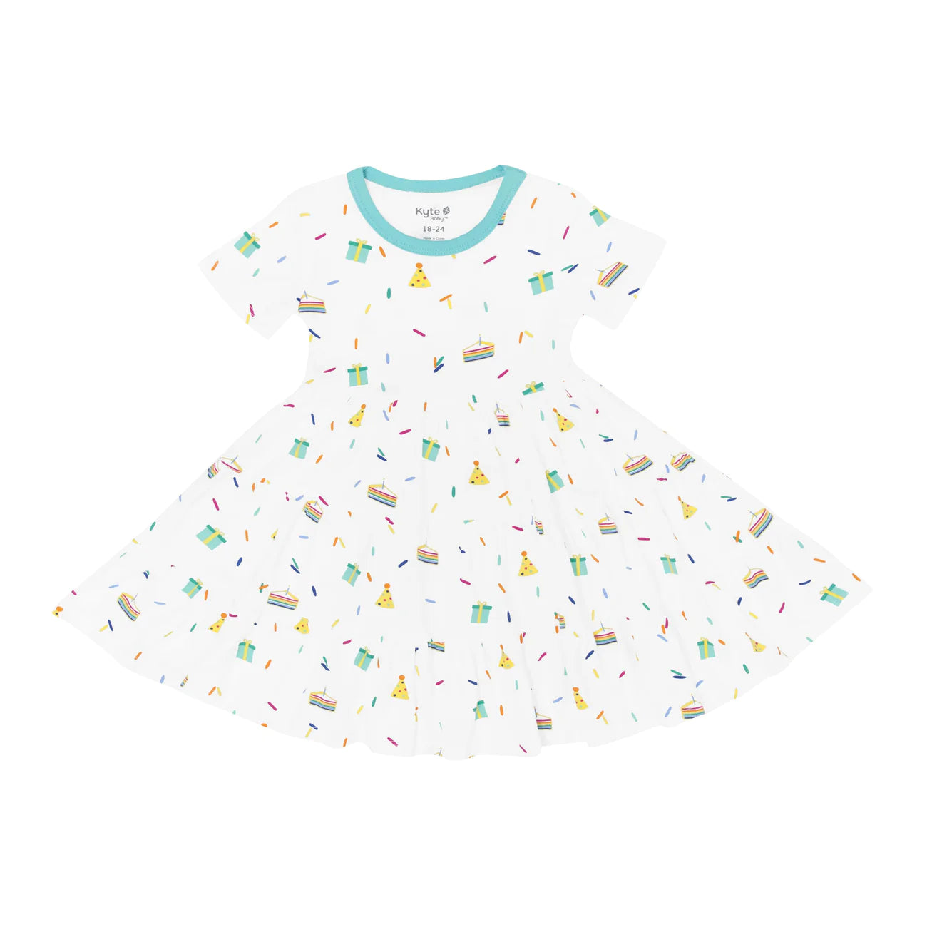 Kyte Baby Short Sleeve Tiered Dress - Cloud Party